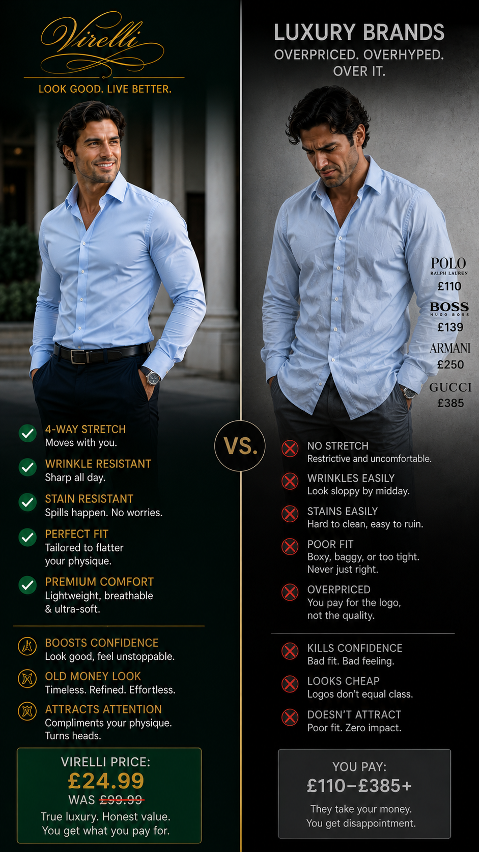 Virelli 4 ways strech dress Shirt