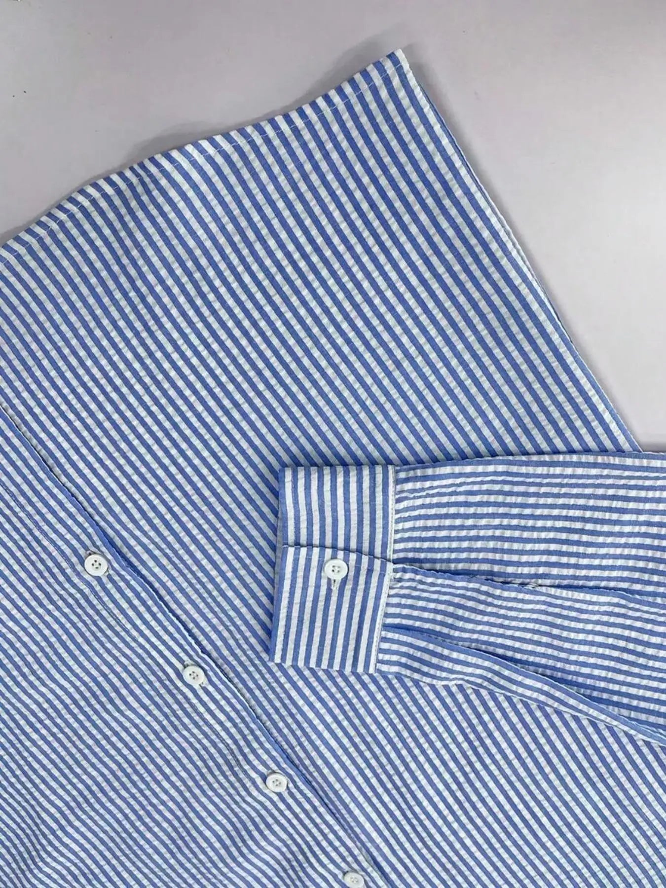 Virelli Long Sleeve Striped Rippled Shirt